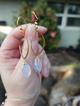 Load image into Gallery viewer, Rainbow Moonstone (Feldspar) Drop Dangle Earrings