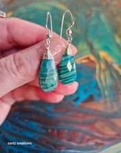Load image into Gallery viewer, Amazonite Faceted Pear Drop Earrings (Angular Hook Posts)