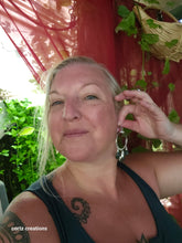 Load image into Gallery viewer, Pyrite & Labradorite Hoops (Large; One of a Kind Design)