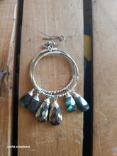 Load image into Gallery viewer, Pyrite & Labradorite Hoops (Large; One of a Kind Design)