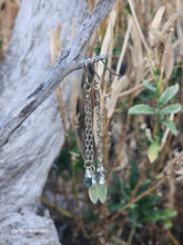 Load image into Gallery viewer, Prehnite & Aquamarine Earrings (Drop dangles with chain)