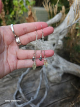Load image into Gallery viewer, Prehnite & Aquamarine Earrings (Drop dangles with chain)