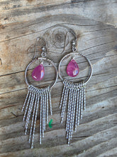 Load image into Gallery viewer, Ruby Hoop Fringe Earrings