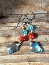 Load image into Gallery viewer, Apatite, Carnelian, and Labradorite Earrings