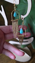 Load image into Gallery viewer, Turquoise (Arizona Sleeping Beauty Mine) Fringe Earrings