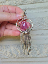 Load image into Gallery viewer, Ruby Hoop Fringe Earrings