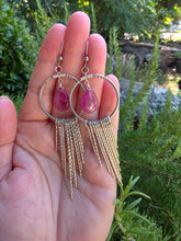 Load image into Gallery viewer, Ruby Hoop Fringe Earrings