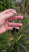Load image into Gallery viewer, Black Tourmaline and Herkimer "Diamond" Quartz Earrings