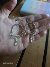 Load image into Gallery viewer, Rutilated Quartz & Herkimer Diamonds (Quartz) Hoops (one of a kind design!)