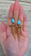 Load image into Gallery viewer, Turquoise (Arizona Sleeping Beauty Mine) Fringe Earrings