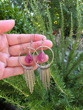 Load image into Gallery viewer, Ruby Hoop Fringe Earrings