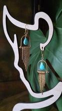 Load image into Gallery viewer, Turquoise (Arizona Sleeping Beauty Mine) Fringe Earrings