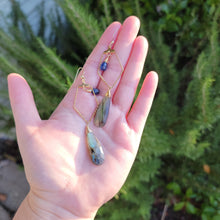 Load image into Gallery viewer, Labradorite & Blue Kyanite Drop Dangle Earrings
