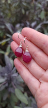 Load image into Gallery viewer, Ruby Heart Drop Earrings