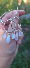 Load image into Gallery viewer, Rainbow Moonstone Hoop Earrings (Small)