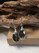 Load image into Gallery viewer, Pyrite Faceted Pear Drop Earrings