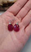 Load image into Gallery viewer, Ruby Heart Drop Earrings