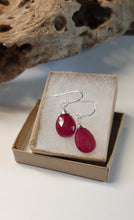 Load image into Gallery viewer, Ruby Heart Drop Earrings