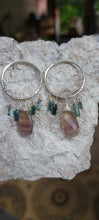 Load image into Gallery viewer, Fluorite & Tourmaline Hoop Earrings (Sm/Med)