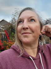Load image into Gallery viewer, Rainbow Moonstone Hoop Earrings (Med/Large)