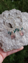 Load image into Gallery viewer, Fluorite & Tourmaline Hoop Earrings (Sm/Med)