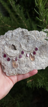 Load image into Gallery viewer, Fluorite & Ruby Hoop Earrings (Med/Lg)
