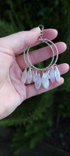 Load image into Gallery viewer, Rainbow Moonstone Hoop Earrings (Med/Large)