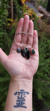 Load image into Gallery viewer, Seraphinite & Black Obsidian Hoop Earrings (Med/Lg)