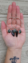 Load image into Gallery viewer, Seraphinite & Black Obsidian Hoop Earrings (Med/Lg)