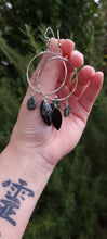 Load image into Gallery viewer, Seraphinite & Black Obsidian Hoop Earrings (Med/Lg)