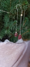 Load image into Gallery viewer, Strawberry Quartz Threader Earrings