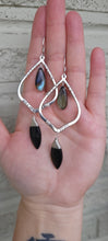 Load image into Gallery viewer, Labradorite & Black Onyx Drop Dangle Earrings