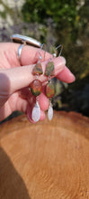 Load image into Gallery viewer, Drop Dangle Earrings: Rainbow Moonstone & Jasper