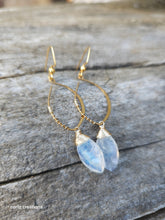 Load image into Gallery viewer, Rainbow Moonstone (Feldspar) Drop Dangle Earrings
