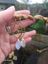 Load image into Gallery viewer, Rainbow Moonstone (Feldspar) Drop Dangle Earrings
