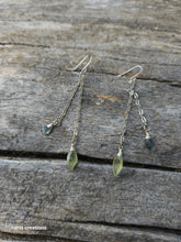 Load image into Gallery viewer, Prehnite &amp; Aquamarine Earrings (Drop dangles with chain)
