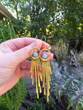Load image into Gallery viewer, Larimar Earrings with Brass Fringe
