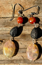 Load image into Gallery viewer, Carnelian, Fluorite, and Lava Stone Diffuser Earrings
