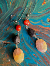 Load image into Gallery viewer, Carnelian, Fluorite, and Lava Stone Diffuser Earrings
