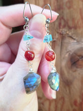 Load image into Gallery viewer, Apatite, Carnelian, and Labradorite Earrings
