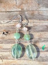 Load image into Gallery viewer, Rose Quartz and Green Fluorite Earrings
