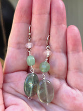 Load image into Gallery viewer, Rose Quartz and Green Fluorite Earrings

