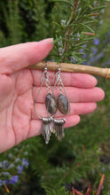 Load image into Gallery viewer, Labradorite Silver Fringe Earrings
