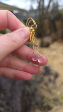 Load image into Gallery viewer, Pink Tourmaline Drop Dangle Mini Hoop Earrings
