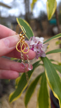 Load image into Gallery viewer, Pink Tourmaline Drop Dangle Mini Hoop Earrings
