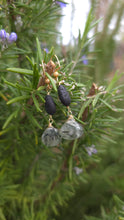 Load image into Gallery viewer, Prehnite with Green Tourmaline and Epidote and Lava Stone Diffuser Earrings
