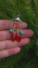 Load and play video in Gallery viewer, Carnelian, Turquoise, &amp; Sunstone Earrings
