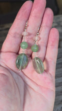 Load and play video in Gallery viewer, Rose Quartz and Green Fluorite Earrings
