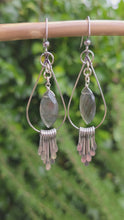 Load and play video in Gallery viewer, Labradorite Silver Fringe Earrings
