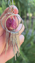Load and play video in Gallery viewer, Ruby Hoop Fringe Earrings

